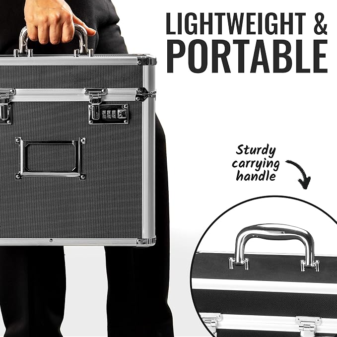 Vaultz Locking File Organizer Box - 13.5 x 13.25 x 10.5 Inch Large, Portable Locking Storage Box for Filing Letters & Documents w/Combination Lock, Black | Combination lock for filing letters and documents, large format fits legal or letter paperwork, ... - Image 6