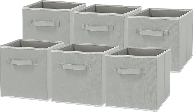 Simple Houseware Closet Underwear Organizer Drawer Divider 4 Set + 6-Pack Foldable Cube Storage Bin - Image 3