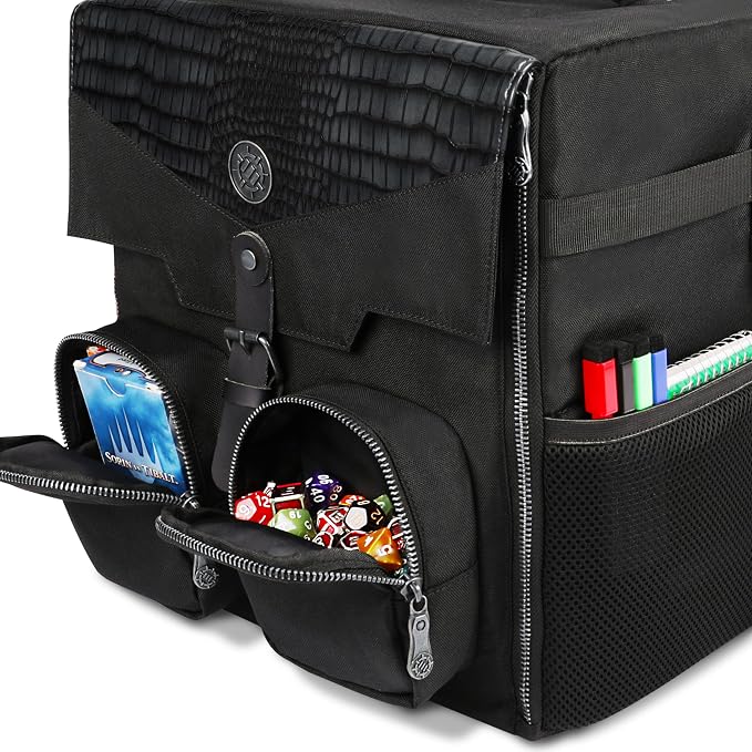 ENHANCE Board Game Shoulder Bag - Collector's Edition Board Game Storage with Shoulder Strap and Accessories Pockets for Dice, Cards, More - Reinforced Carrier Protects Tabletop Games (Dragon Black) - Image 5