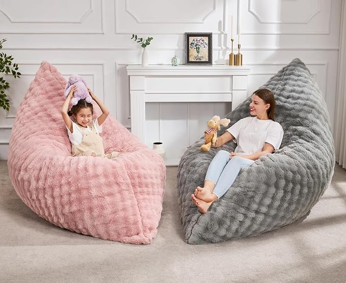 Hobestluk Adult Bean Bag Chair 3 in 1 Convertible Large Bean Bag Sofa | Bubble Grey,Machine Washable,Removable Cover,Easy Convert And Install, Oversied Floor Bed,For Livingroom Bedroom - Image 2