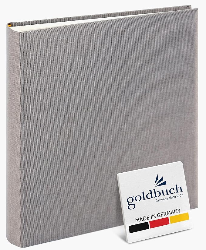 goldbuch 24606 Summertime Trend 2 Photo Album with 60 White Pages with Parchment Dividers, Memory Album with Linen Cover, Photo Album for Gluing, Grey, 25 x 25 x 4 cm by Goldbuch