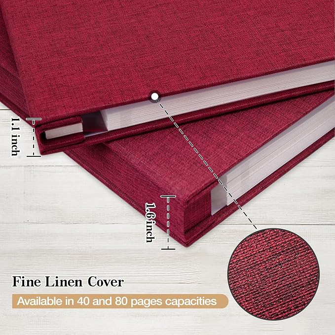 Self Adhesive Photo Album 80 Pages, Linen cover, Red | Photo Album Self Adhesive 4x6 5x7 8x10 Pictures, Linen Cover DIY Scrapbook Albums for Family, Wedding, Baby, Anniversary - Image 5