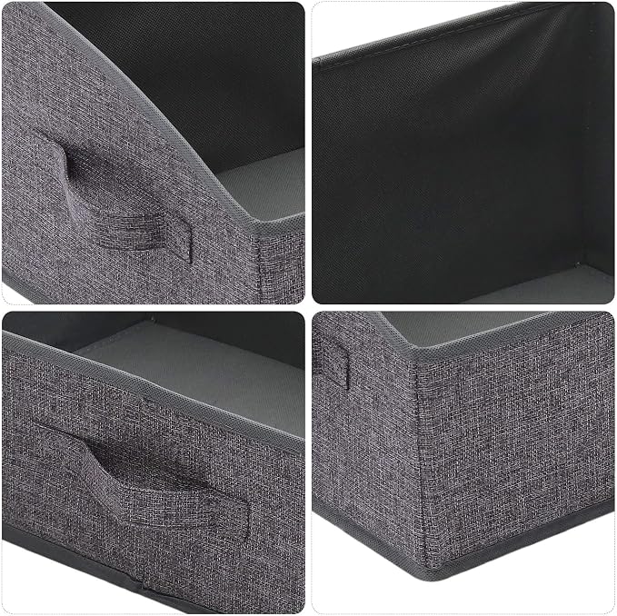 TENABORT 5 Pack Trapezoid Large Foldable Closet Storage Bins with Handle, Fabric Storage Organizer Cube Cloth Containers Linen Box Shelf Baskets for Clothes Clothing Shelves Wardrobe - Image 4