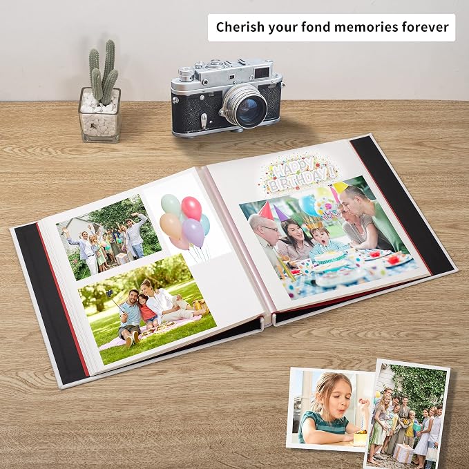 Large Photo Album Self Adhesive 4x6 8x10 10x12 13"x12.8" Magnetic Scrapbook Album 12.6"x11" Inch 40 Pages Linen Cover DIY Photo Album with A Metallic Pen and DIY Stickers(White) - Image 2