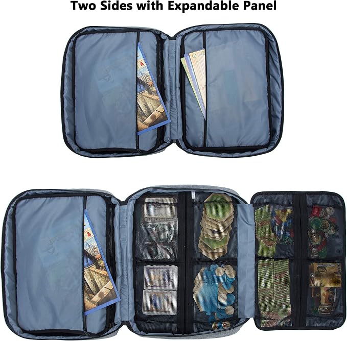 Board Game Carrying Case with 18 Pockets for Board Games, Pieces, Tokens, Cards and More, Expandable Board Game Storage Solution for Travel, Party, Gathering - Image 3