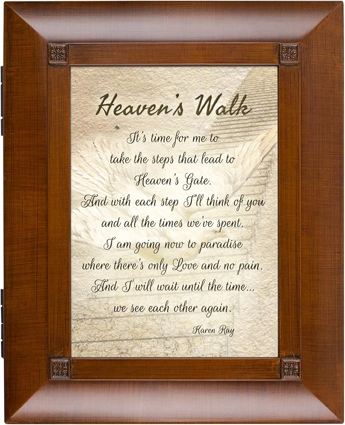 Cottage Garden Heaven's Walk Bereavement in Memory Woodgrain Inspirational Keepsake Box - Image 2