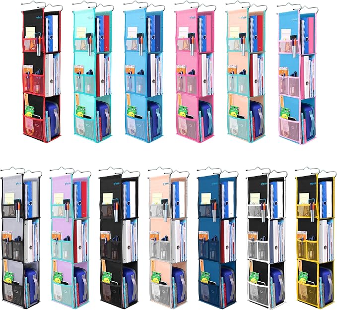 ABRA® 3 Shelf Hanging Locker Organizer for School, Work, Gym, Closet | Deep Shelves 6.5”x 9”| Eco-Friendly Fabric Healthy for Children | Adjustable School Locker Shelf from 3 to 2 Shelves (Pure Black) - Image 6