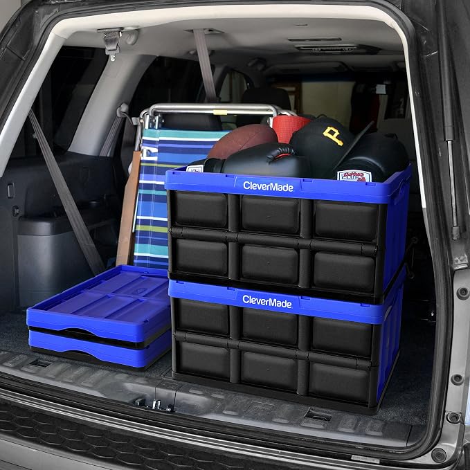CleverMade CleverCrates 62 Liter Collapsible Storage Bin/Container: Solid Wall Utility Basket/Tote, Royal Blue - Image 7