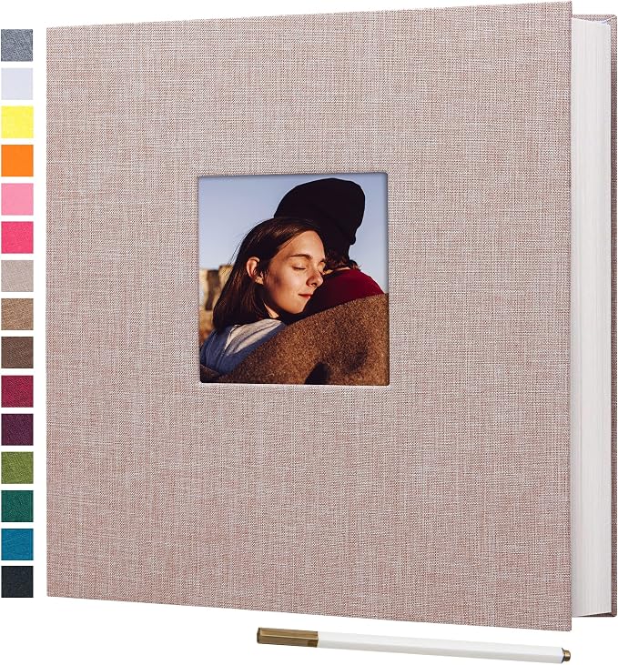 potricher Large Self Adhesive Photo Album 40 Pages, Linen cover, Beige | Photo Album Self Adhesive 4x6 5x7 8x10 Pictures, Linen Cover DIY Scrapbook Albums for Family, Wedding, Baby, Anniversary by potricher
