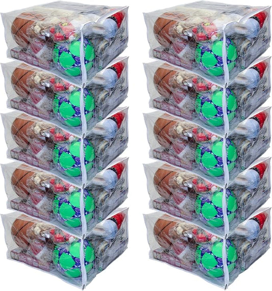 10-Pack Jumbo Heavy Duty Vinyl Zippered Storage Bags (Clear) for Sweaters, Blankets, Comforters, Bedding Sets and Much More! (23" x 23" x 12", 27.5 Gallon) by OrehHomewares