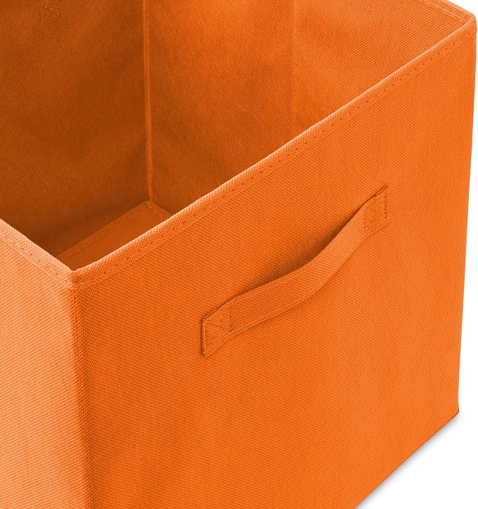 Casafield Set of 12 Collapsible Fabric Cube Storage Bins, Orange - 13" Foldable Cloth Baskets for Shelves, Cubby Organizers & More - Image 3
