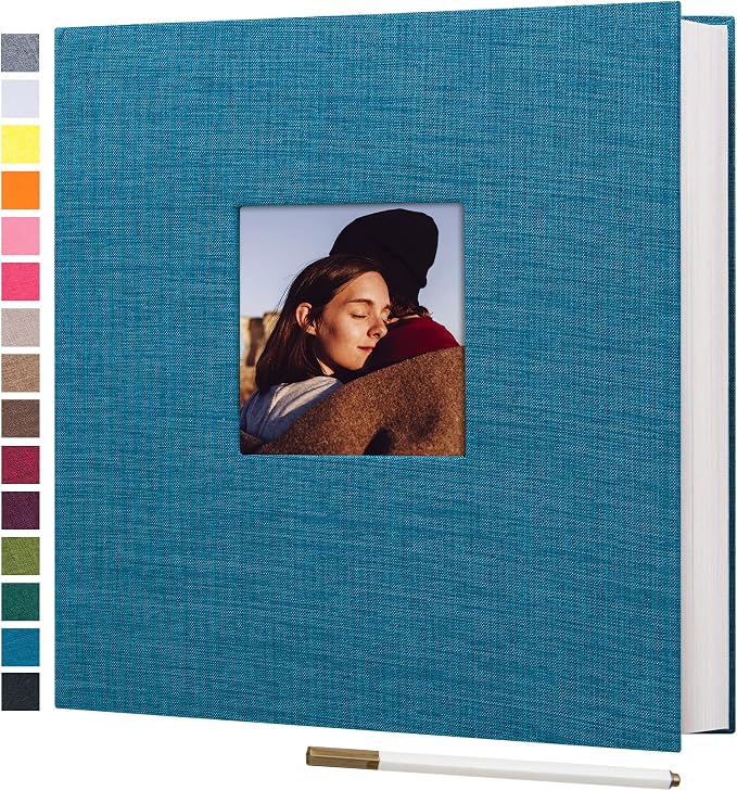 potricher Large Self Adhesive Photo Album 40 Pages, Linen cover, Blue | Photo Album Self Adhesive 4x6 5x7 8x10 Pictures, Linen Cover DIY Scrapbook Albums for Family, Wedding, Baby, Anniversary by potricher