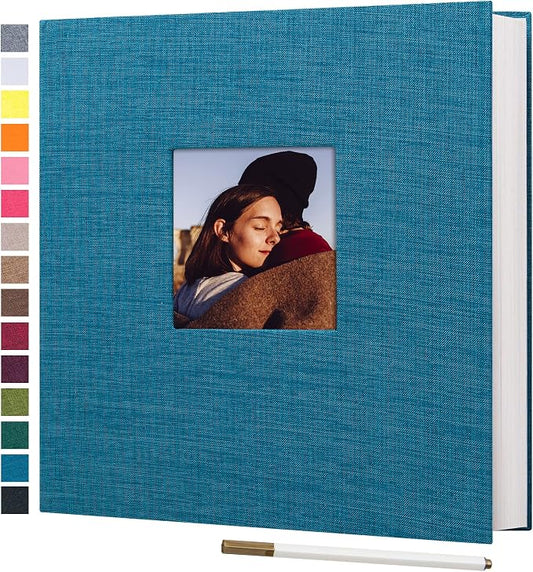 potricher Large Self Adhesive Photo Album 40 Pages, Linen cover, Blue | Photo Album Self Adhesive 4x6 5x7 8x10 Pictures, Linen Cover DIY Scrapbook Albums for Family, Wedding, Baby, Anniversary by potricher