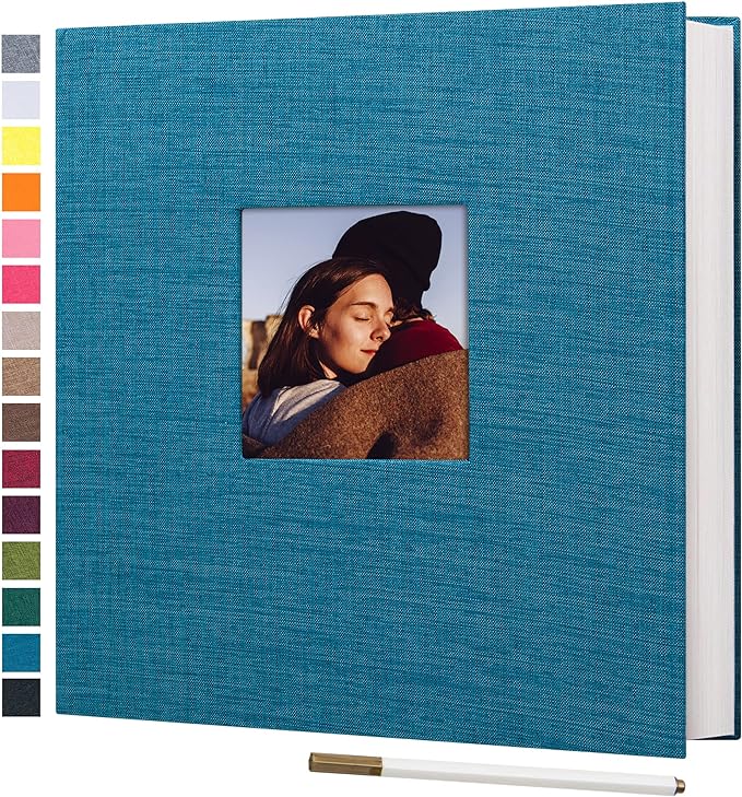 Large Photo Album Self Adhesive 3x5 4x6 5x7 8x10 10x12 Pictures Linen Cover 80 Blank Pages Magnetic DIY Scrapbook Album with A Metallic Pen (Blue, 13.2x12.8 inches 80 Pages) | Photo Album Self Adhesive 4x6 5x7 8x10 Pictures, Linen Cover DIY Scrapbook A... by potricher