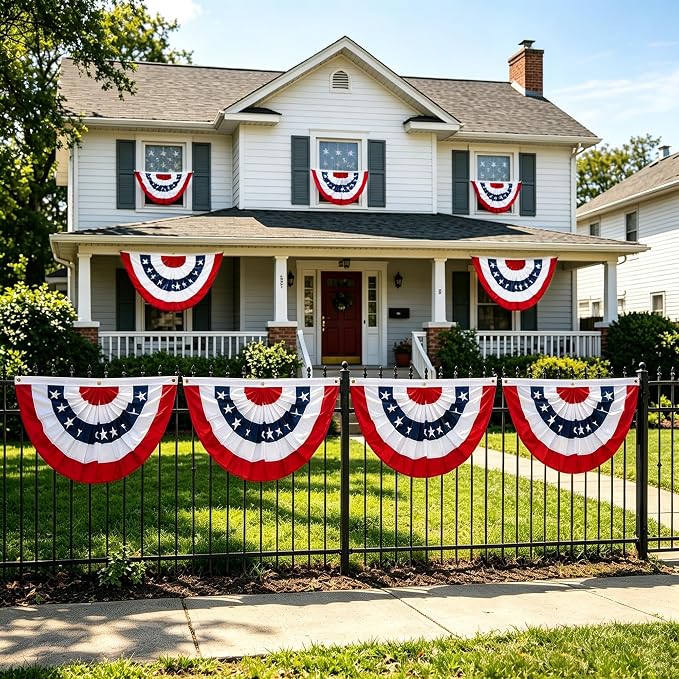 16 Pcs USA Patriotic Pleated Fan Flags, American US Bunting Banner Flag | 3 x 1.5 Ft Patriotic Bunting Flag Stars and Stripes Flag for Memorial Day Labour Day 4th of July - Image 4