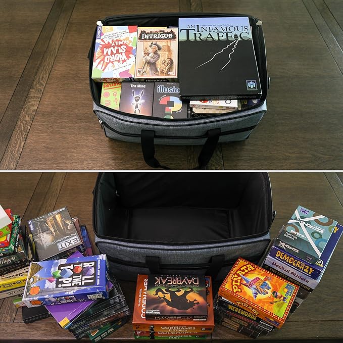 Allplay Game Haul Board Game Bag, Heavy-Duty Carry Case with Shoulder Strap | Padded Travel Bag for Board Games & Tabletop Storage | Large Capacity | Water-Resistant Design (Oxford Gray) - Image 4