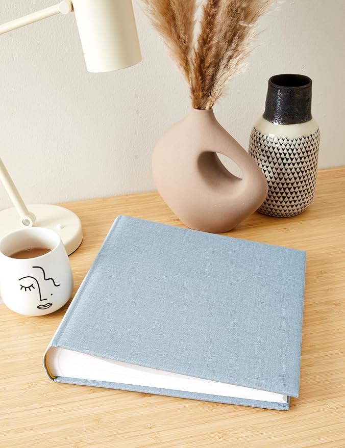 goldbuch Summertime Trend 2 31607 Photo Album with 100 White Pages with Parchment Dividers, Photo Album with Linen Cover, up to 600 Pictures, High Quality Paper, Blue/Grey, 30 x 31 cm - Image 2