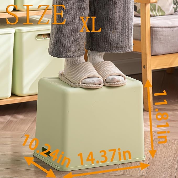 6 pack large plastic White storage bins with Lids, Toy Box Chest with Handle，Organizer Containers Baskets for Baby,Nursery，Shelves，Playroom, Bedroom，Office,Closet，home (Light Green, 6XL) - Image 6