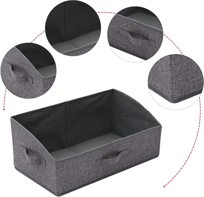 TENABORT 5 Pack Trapezoid Large Foldable Closet Storage Bins with Handle, Fabric Storage Organizer Cube Cloth Containers Linen Box Shelf Baskets for Clothes Clothing Shelves Wardrobe - Image 3