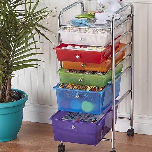 ECR4Kids 6-Drawer Everyday Rolling Utility Storage Cart, Mobile Organizer, Assorted | Durable plastic bins, steel frame, GREENGUARD Gold Certified, 50 lb capacity, rolling casters, craft supplies, office, home - Image 11