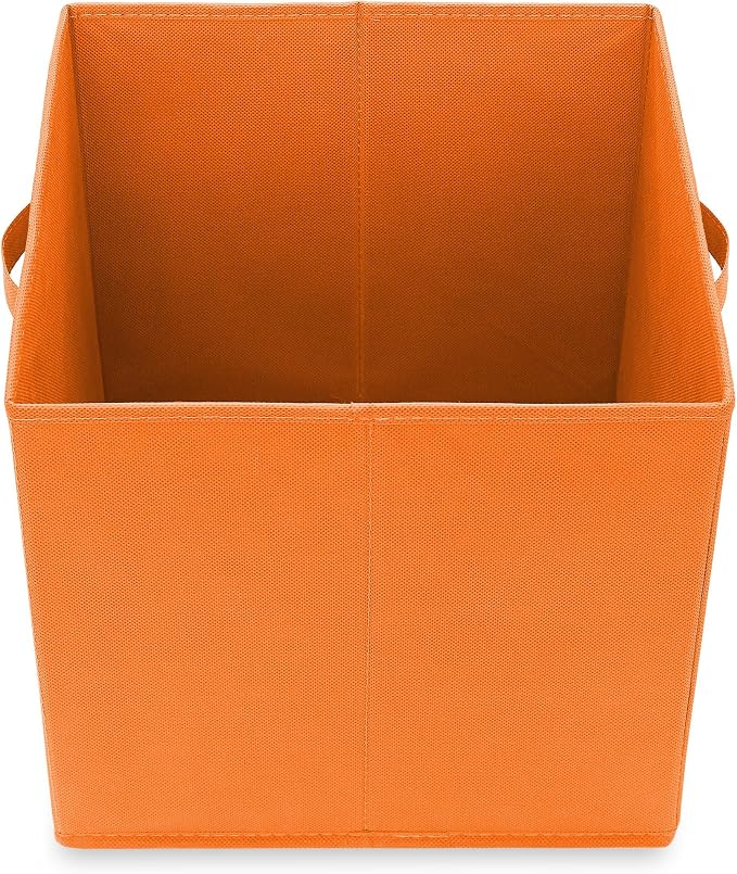 Casafield Set of 12 Collapsible Fabric Cube Storage Bins, Orange - 13" Foldable Cloth Baskets for Shelves, Cubby Organizers & More - Image 4