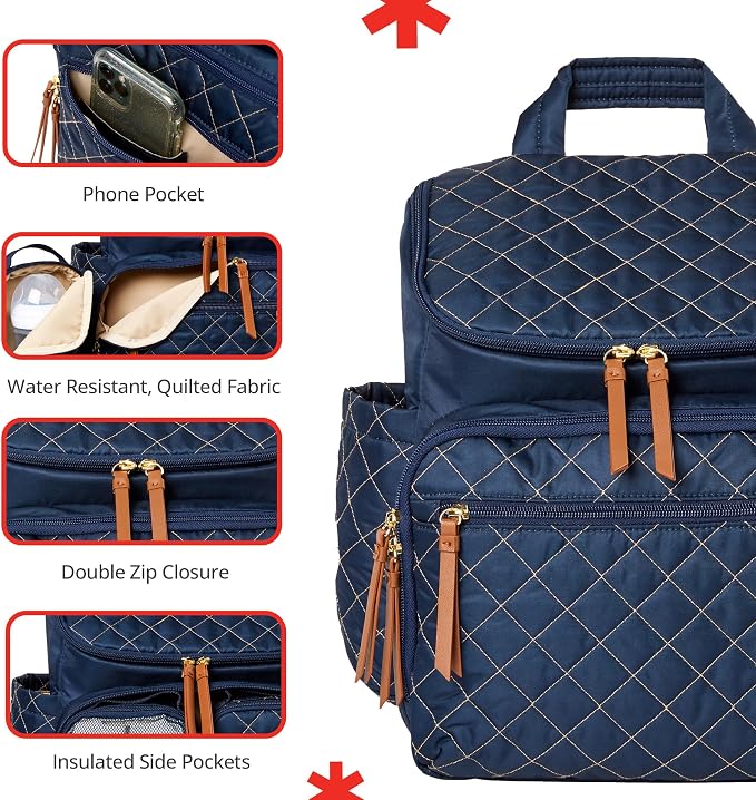 Skip Hop Diaper Bag Backpack: Forma, Multi-Function Baby Travel Bag with Changing Pad & Stroller Attachment, Navy - Image 4