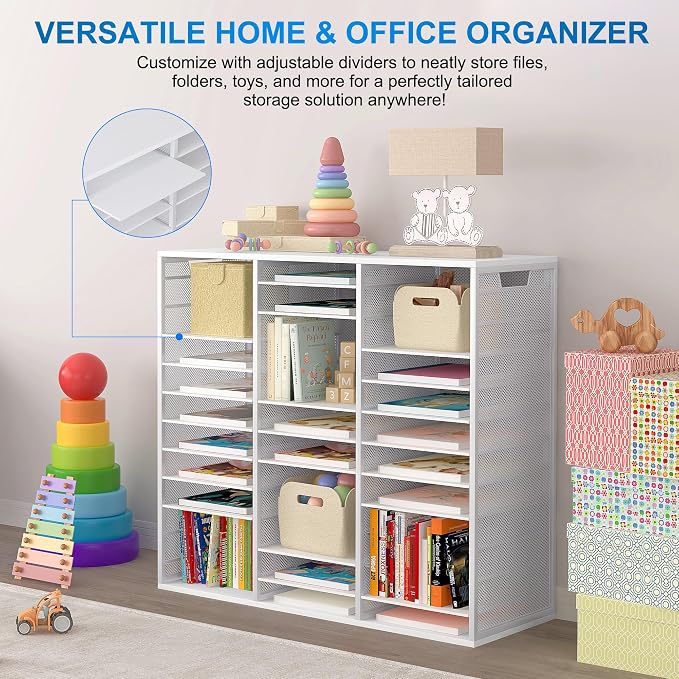 Mail Sorter Adjustable Countertop Mail Holder, Heavy Duty Literature Organizer, Student Mailbox for Classroom, Desktop Bill Paper Organizer for Office Home School, 36 Compartments, White - Image 5