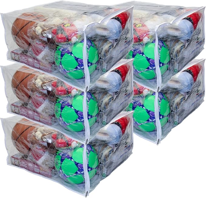 5-Pack Jumbo Heavy Duty Vinyl Zippered Storage Bags (Clear) for Sweaters, Blankets, Comforters, Bedding Sets and Much More! (23" x 23" x 12", 27.5 Gallon) by OrehHomewares