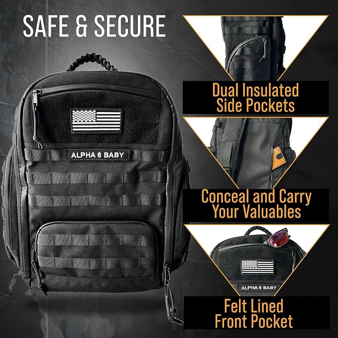 Diaper Changing Backpack | Diaper Bag for Dads w/Changing Pad, Discrete Concealed Pocket for Personal Items - Image 9