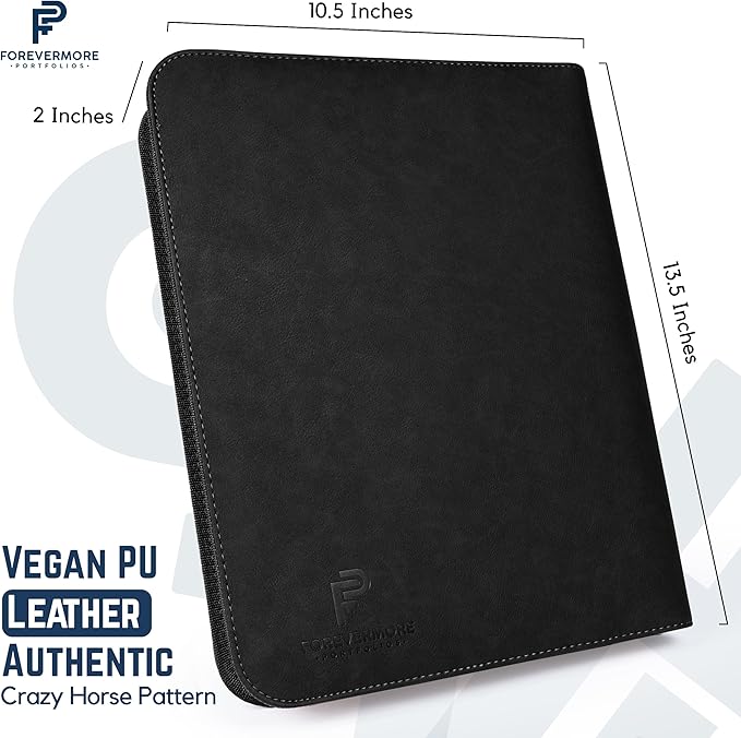 Forevermore Portfolio Binder, 1" Removable 3-Ring, Vegan Leather, Black - Image 5