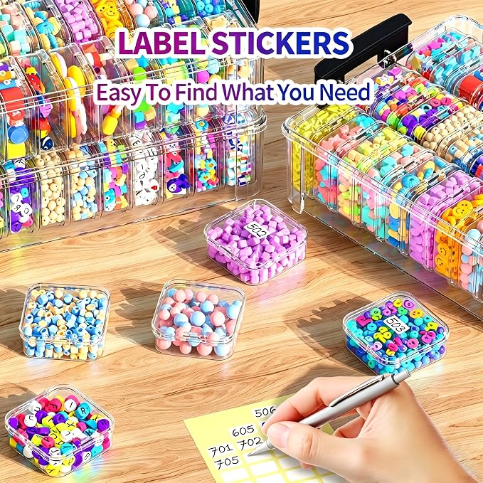 3-Tier Large Capacity Stackable Bead Organizer Box 90 Pcs, Portable Plastic Craft Storage Containers for Jewelry Making, Bracelets, DIY, Nail Art Charms - Image 4