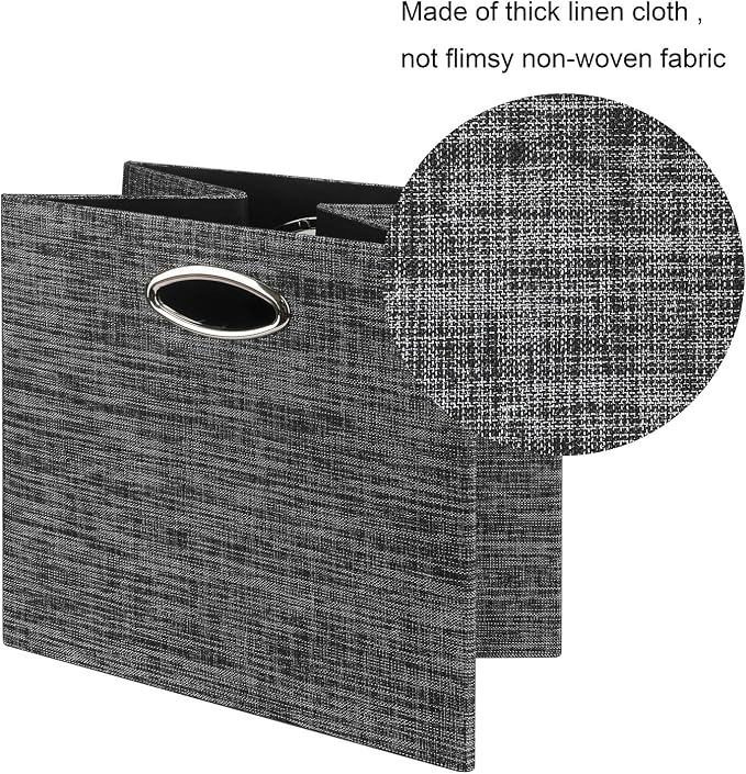Posprica Storage Cubes,12×12 Storage Bins,Foldable Storage Baskets Fabric Drawers Containers for Shelf Cabinet Bookcase,Thick and Heavy Duty (4pcs, black) - Image 3