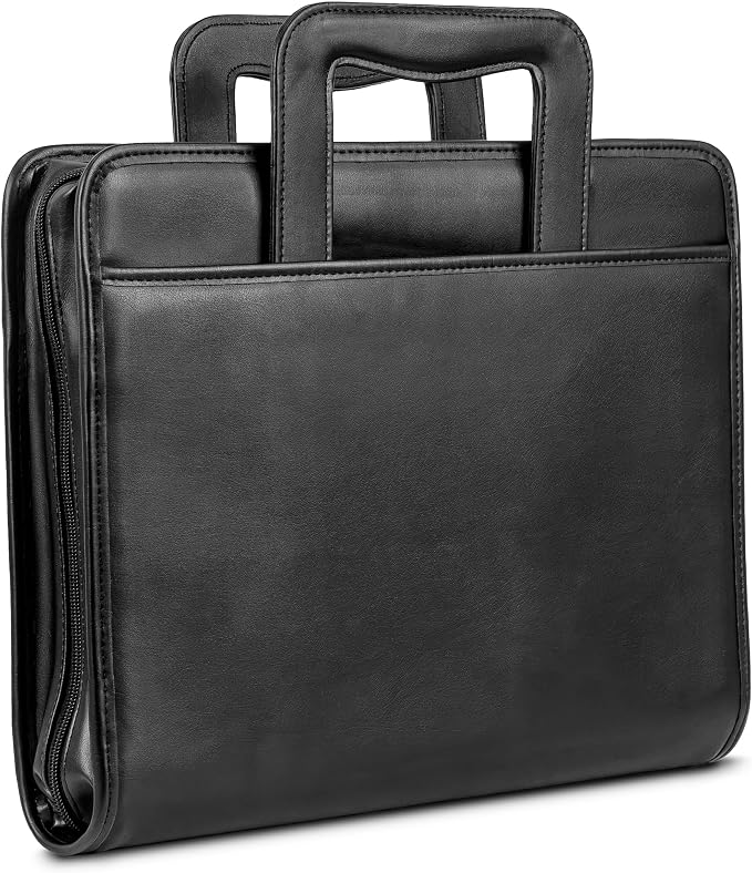 Samsill Professional Padfolio/Portfolio with Zippered Closure Case, 2 Inch Removable Round Ring Binder, Retractable Handles, Interior 10.1” Tablet Sleeve, Black - Image 3