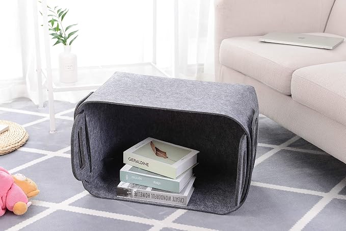 Minoisome Storage Basket Felt Storage Bin Collapsible& Convenient Box Organizer with Carry Handles for Office Bedroom Closet Babies Nursery Toys Laundry (Grey, 17.9inch（L）×12.2inch（W）×11.6inch（H）) - Image 5