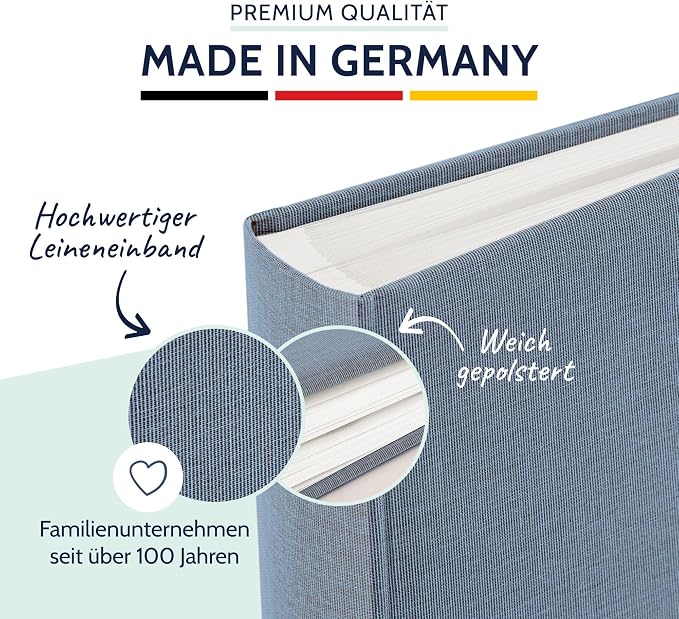 goldbuch Summertime Trend 2 24607 Photo Album with 60 White Pages with Pargamine Dividers, Memory Album with Linen Cover, Photo Album for Gluing, Blue/Grey, 25 x 25 x 4 cm - Image 3