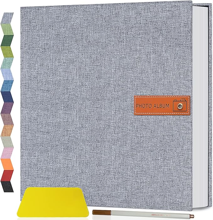 Popotop Large Photo Album Self Adhesive 4x6 5x7 8x10 Scrapbook Album DIY Picture Book,Gifts for Mom,Family Baby and Wedding,with Metal Pen and Plastic Board by Popotop