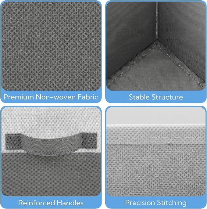 Cupic Cupid 6-Pack 11x11 Storage Cube, Fabric Storage Cubes, Gray and White | Foldable, Reinforced Front Handle, Holds Blankets, Towels, Linens and More, Fits Shelves, Closet, Bedroom, Dorm - Image 6