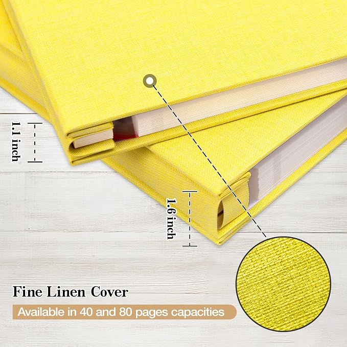 Large Self Adhesive Photo Album 80 Pages, Linen cover, Yellow | Photo Album Self Adhesive 4x6 5x7 8x10 Pictures, Linen Cover DIY Scrapbook Albums for Family, Wedding, Baby, Anniversary - Image 5