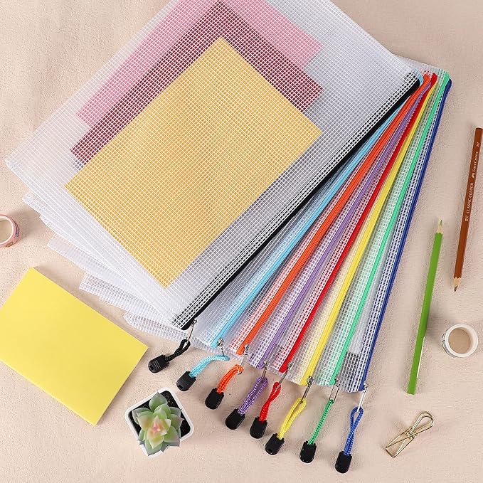 EOOUT 32pcs Mesh Zipper Pouch Bags, Mesh Bags with Zipper, Zipper Pouch for Organizing, Letter Size, A4 Size, for Office Supplies, Puzzles - Image 7