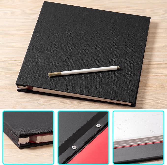 Black Photo Album Self Adhesive Scrapbook Album for 4×6 Photos/Pictures DIY Linen Cover Album 15 Sheets/30 Blank Pages for Family Wedding, Birthday, Christmas, Anniversary - Image 5