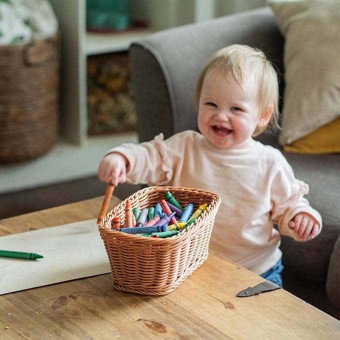 Constructive Playthings Plastic Wicker Woven Storage Baskets, Set of 3 | Nested baskets, Set of 3 for storage, gift baskets or organizing, woven for sturdyiness, washable plastic - Image 6