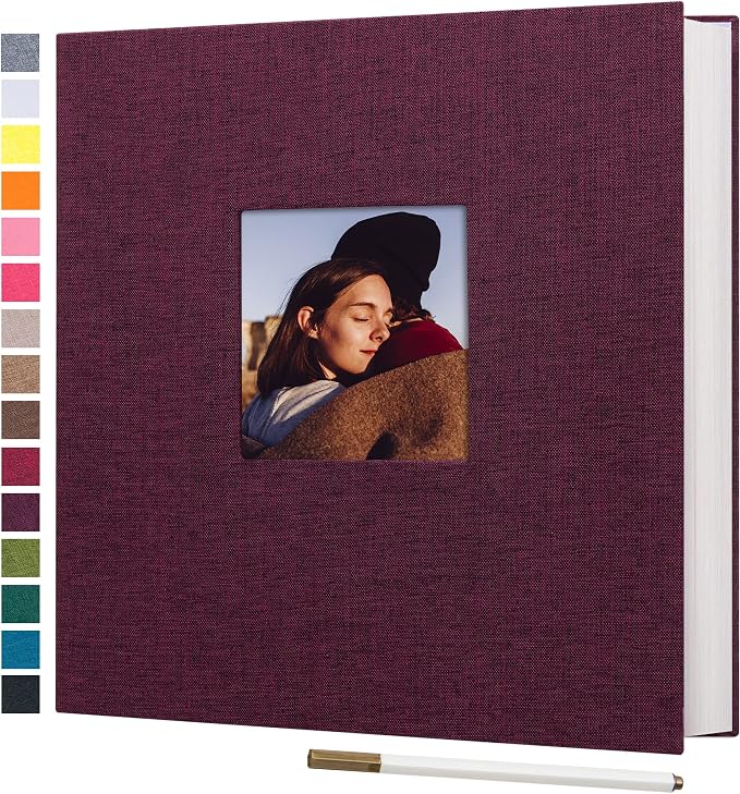 potricher Self Adhesive Photo Album 40 Pages, Linen cover, Purple | Photo Album Self Adhesive 4x6 5x7 8x10 Pictures, Linen Cover DIY Scrapbook Albums for Family, Wedding, Baby, Anniversary by potricher