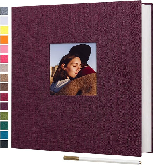 potricher Self Adhesive Photo Album 40 Pages, Linen cover, Purple | Photo Album Self Adhesive 4x6 5x7 8x10 Pictures, Linen Cover DIY Scrapbook Albums for Family, Wedding, Baby, Anniversary by potricher