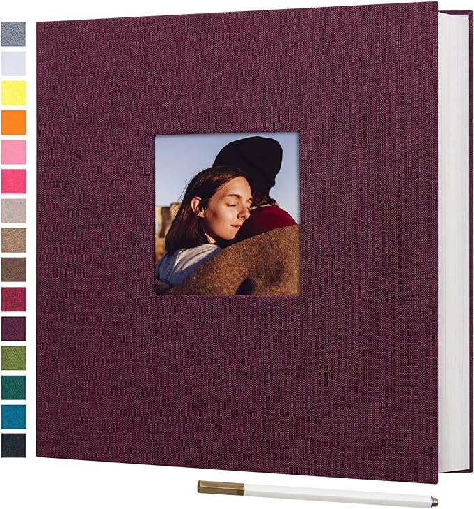 Large Self Adhesive Photo Album 80 Pages, Linen cover, Purple | Photo Album Self Adhesive 4x6 5x7 8x10 Pictures, Linen Cover DIY Scrapbook Albums for Family, Wedding, Baby, Anniversary by potricher