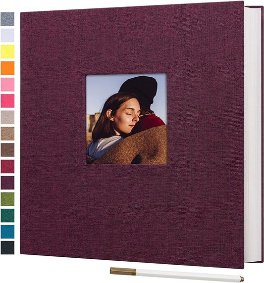 Large Self Adhesive Photo Album 80 Pages, Linen cover, Purple | Photo Album Self Adhesive 4x6 5x7 8x10 Pictures, Linen Cover DIY Scrapbook Albums for Family, Wedding, Baby, Anniversary by potricher