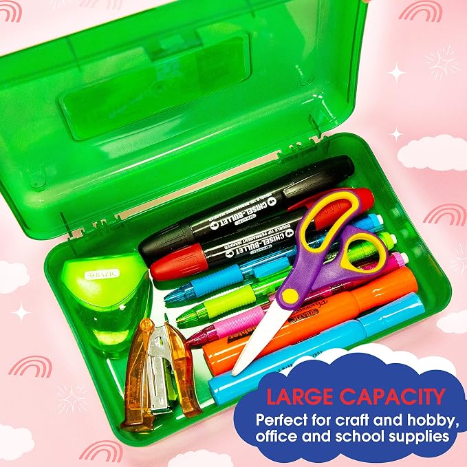BAZIC PRODUCTS Classic Multipurpose Pencil Box, Stackable, 4-Set | snap-latch lid for pens, tools, crafts, supplies - Image 4