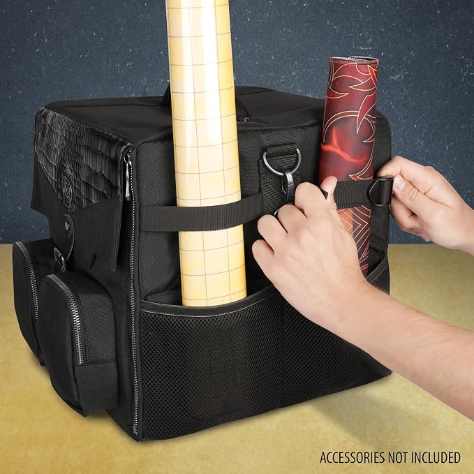 ENHANCE Board Game Shoulder Bag - Collector's Edition Board Game Storage with Shoulder Strap and Accessories Pockets for Dice, Cards, More - Reinforced Carrier Protects Tabletop Games (Dragon Black) - Image 6