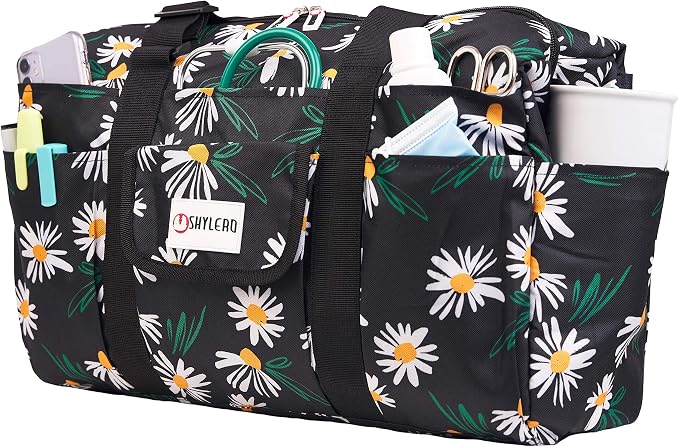 White Peas Nurse Bag & Utility Tote - Waterproof, Top YKK Zip, L18" x H14" x W7" - SHYLERO by SHYLERO