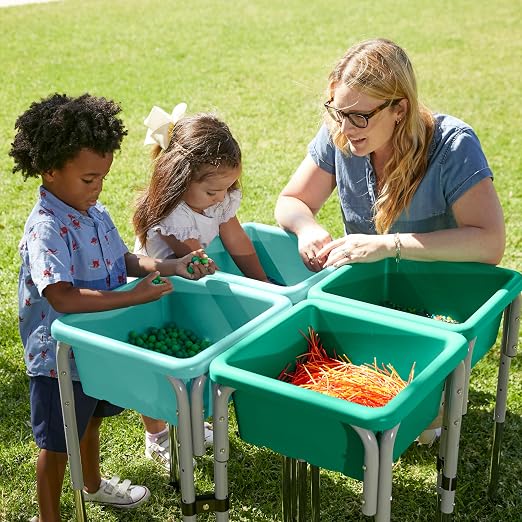 ECR4Kids Stackable Square Bins with Non-Snap Lids, Multipurpose Organization, Emerald, 2-Pack - Image 9