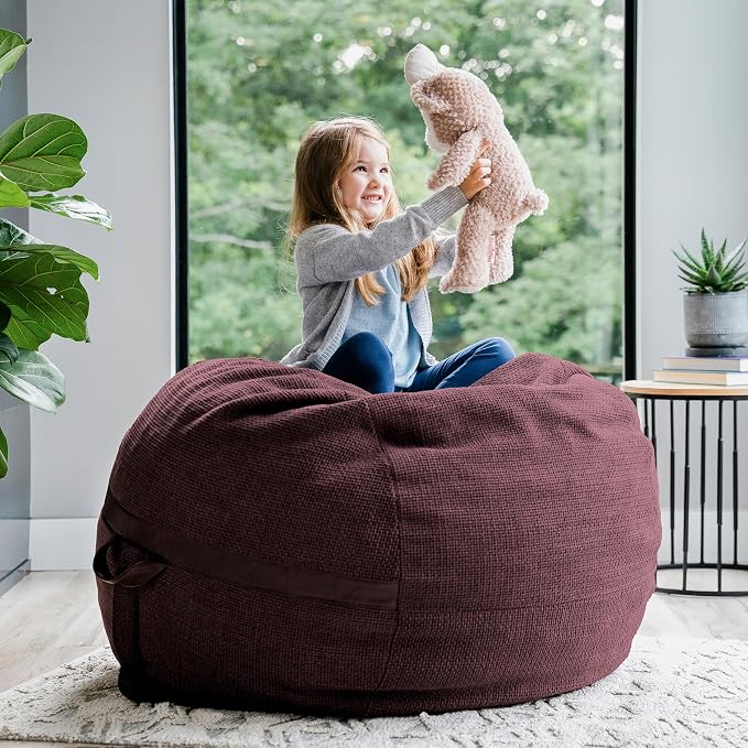 Big Joe Fuf 4Ft Foam Bean Bag Chair with Removable Cover for Kids, Teens, Merlot Cloudweave, 4 Foot Large Reading and Gaming Seat | Premium Shredded Foam Filled, Cloudweave, Adult-Sized Comfortable Seating, Supports Up to 300 lbs - Image 5